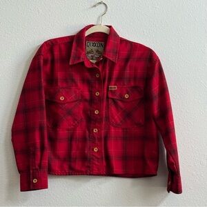 DIXXON Women's Red Plaid Crop Button Up
